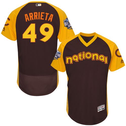 Cubs #49 Jake Arrieta Brown Flexbase Authentic Collection 2016 All-Star National League Stitched MLB Jersey